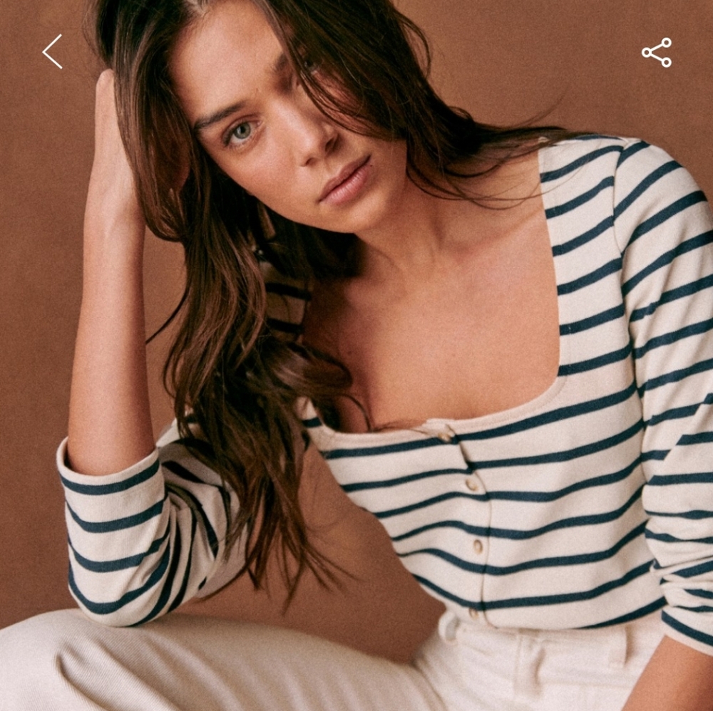 Sezane Linea Mariniere Organic Cotton Long Sleeve Shirt